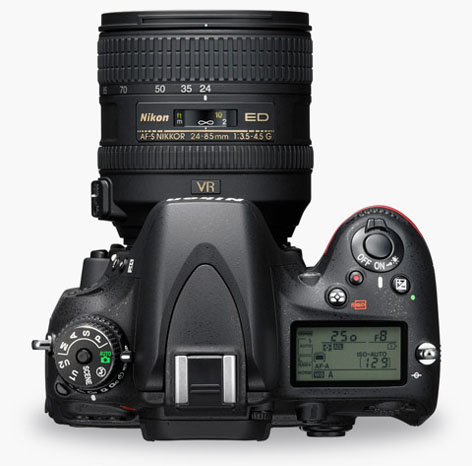 Nikon D610, full frame, top